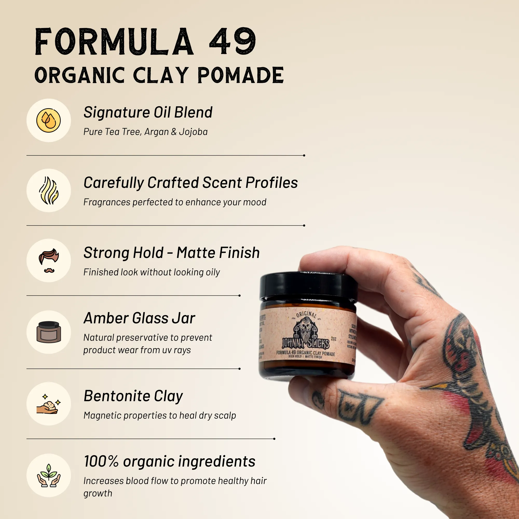 Formula 49 Clay Pomade - Strong Hold with a Natural Matte Finish