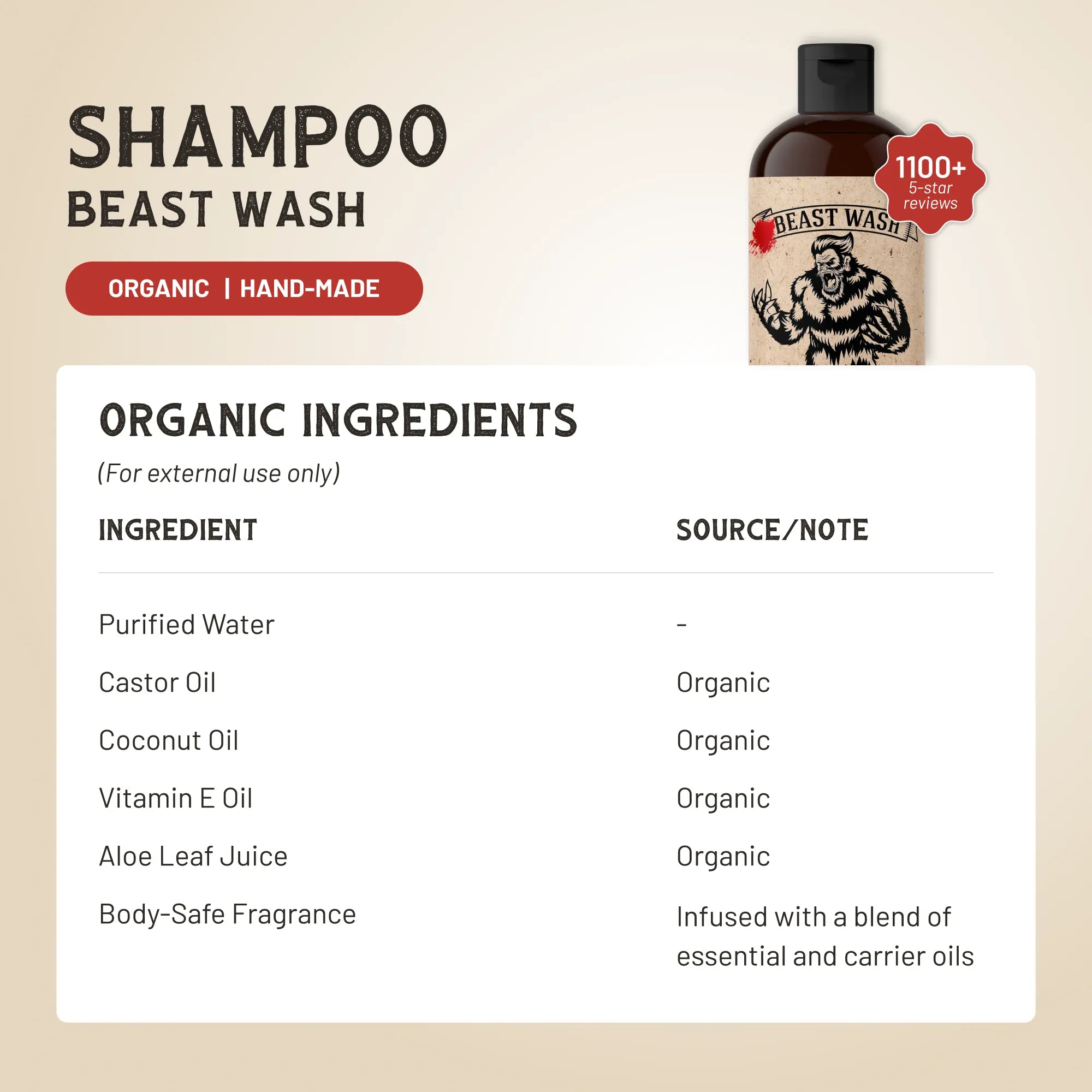 Organic Shampoo - For Healthy Growth & Dandruff Relief
